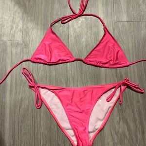 Hot pink string bikini